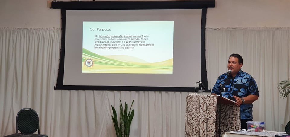 Hon. Minister Arioka addresses the stakeholders during the Rarotonga Dog Control and Management workshop