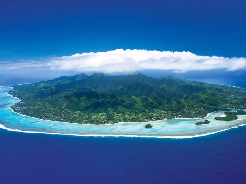 Aerial shot of Rarotonga 